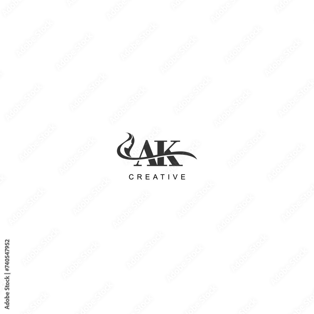 Initial AK logo beauty salon spa letter company elegant