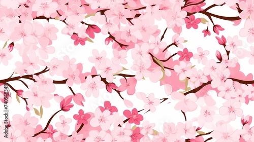 Cherry blossoms and branches japanese sakura illustration
