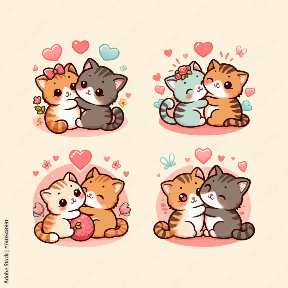  cat with Valentine vector t-shirt design