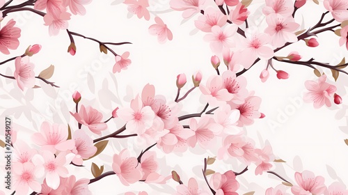 Cherry blossoms and branches illustration, spring sakura blossom