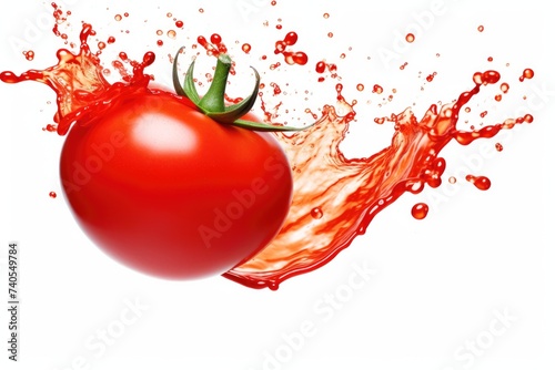 Fresh ketchup bottle splash with red tomato in humand hands, cooking concept, Generative Ai.