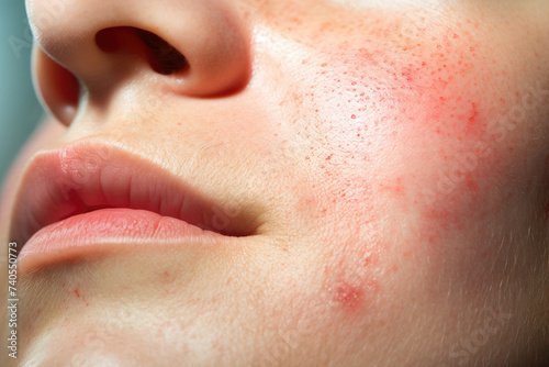 Detailed View of Skin with Rosacea Symptoms photo