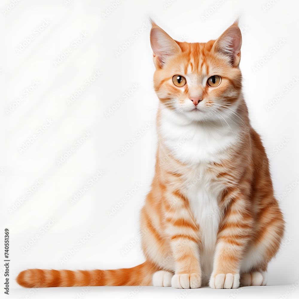 cat on white background, portrait of a red cat, cat close-up, cats, white background cats, ai images, cat photography, 