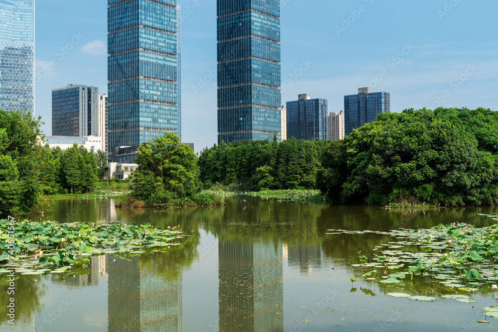 Lakeside modern office building in China