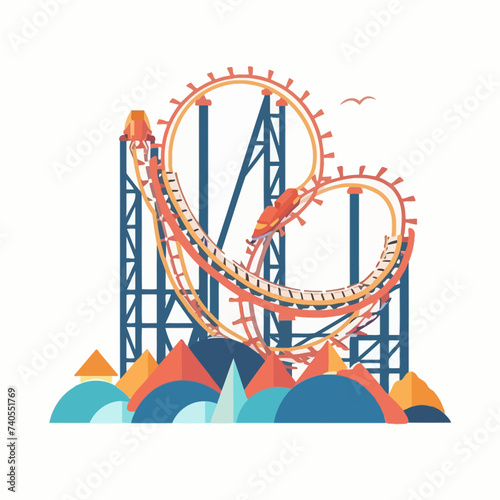 flat design roller coaster