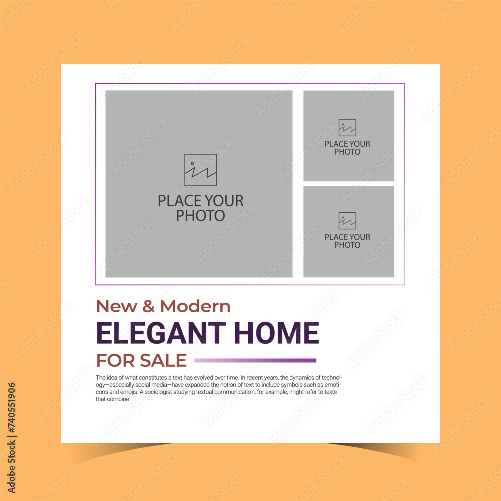 Real Estate Social Media Post Design. Real Estate or Home Sale Social Media Promotion