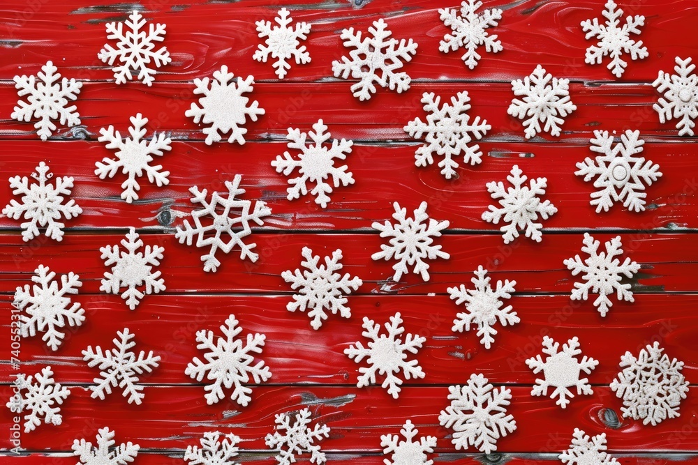 Creative christmas framei on red background. Xmas and New Year holiday, banner, postcard, invitation, celebration. Flat lay, top view Ai generative Creative christmas framei on red background. Xmas and New Year holiday, banner, postcard, invitation, celebration. Flat lay, top view Ai generative
