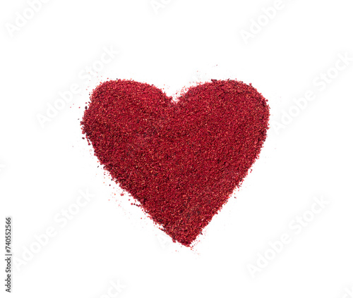 Sumac Powder Isolated, Red Sumach Ground Seasoning, Dry Sumak, Crushed Typhina Seeds