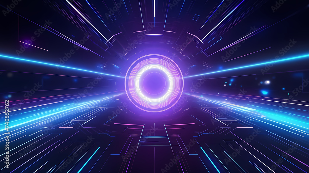 Fototapeta premium Artificial intelligence background, blockchain managed domain electronic devices network blue background