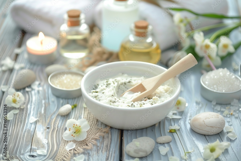 Spa Natural Skincare Products with Flowers Spa Natural Skincare Products with Flowers