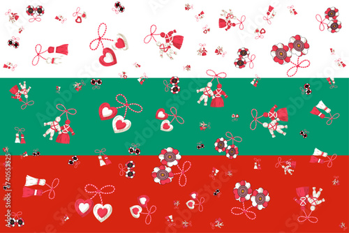 patron of the baba marta festival on the flag of bulgaria photo