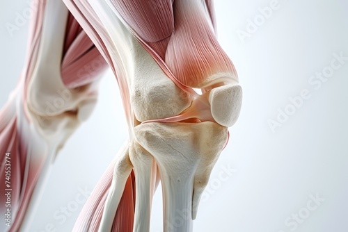 An up-close photograph showcasing the detailed and defined muscles of a strong person, Detailed diagram of a torn ligament, AI Generated