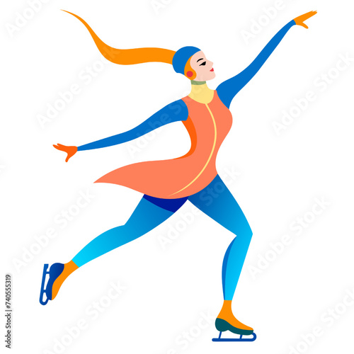 Figure skating. Figure skater. Vector illustration in flat style.