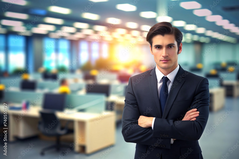 Portrait of a confident businessman standing with arms crossed in an office Portrait of a confident businessman standing with arms crossed in an office