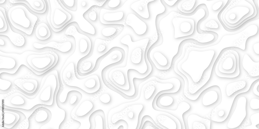  Abstract geometric layered curve line white background. 3d white papercut topography relief. Cover layout template. paper cut topography soft background banner texture. light liquid wave illustration