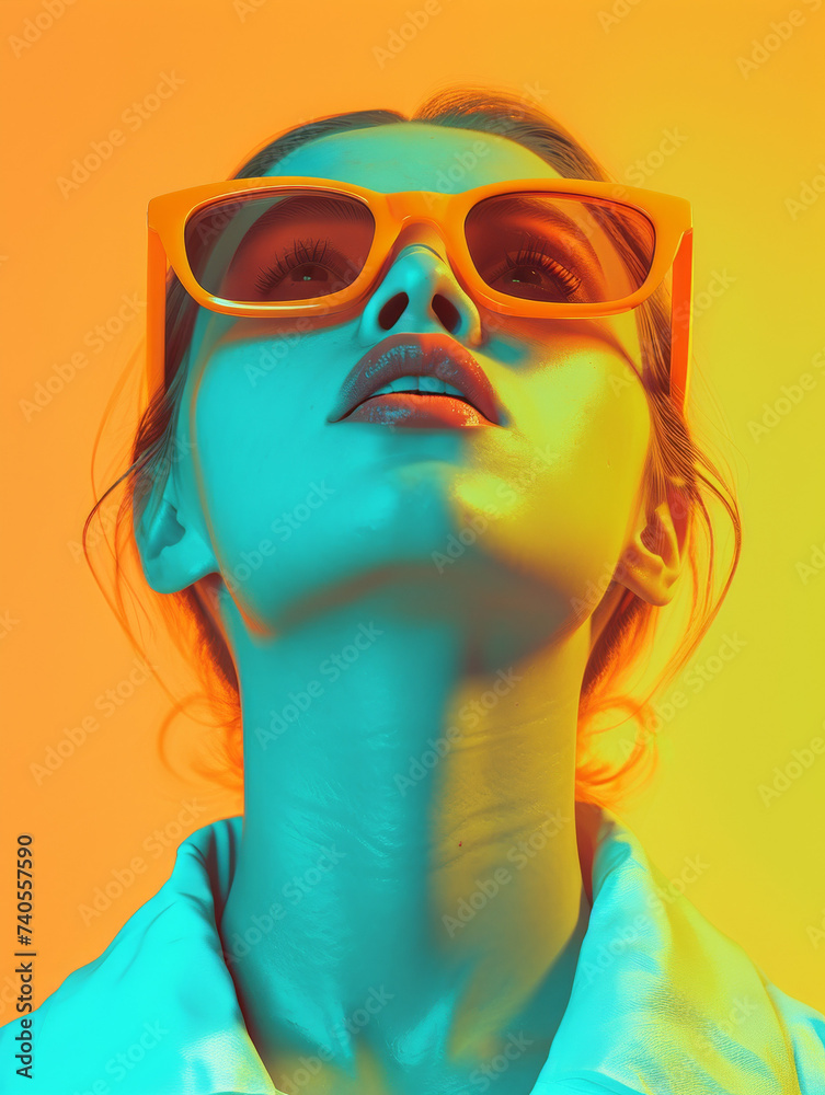 Modernist Gaze: Light Cyan and Orange Eyeglasses Illustration
Modernist Gaze: Light Cyan and Orange Eyeglasses Illustration