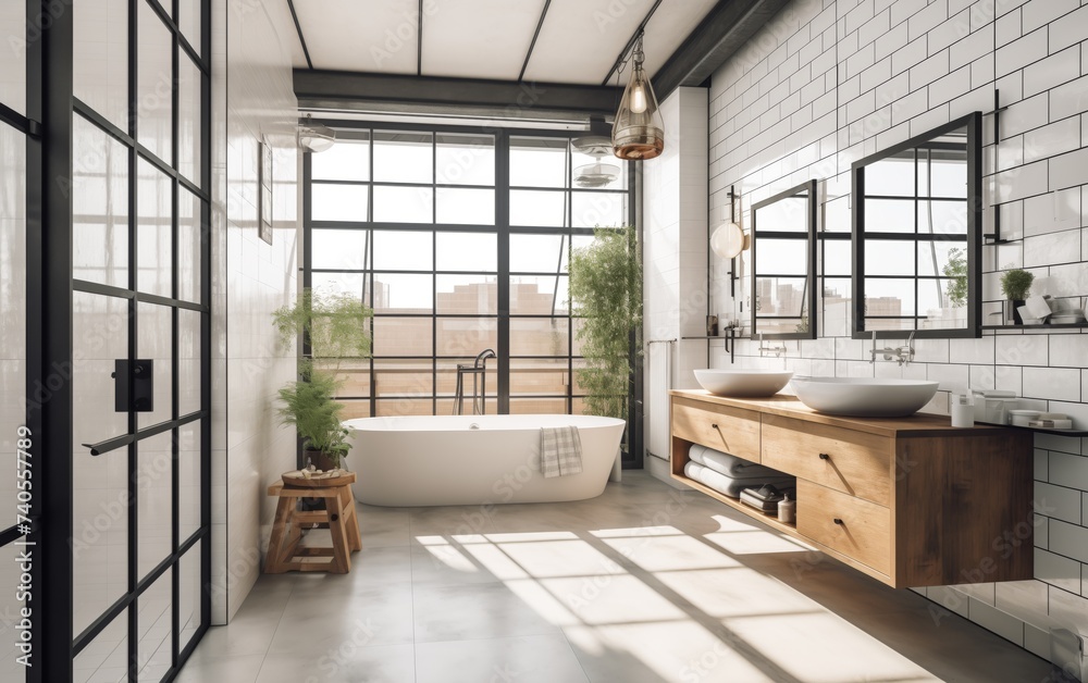 beautiful bright bathroom in loft style beautiful bright bathroom in loft style