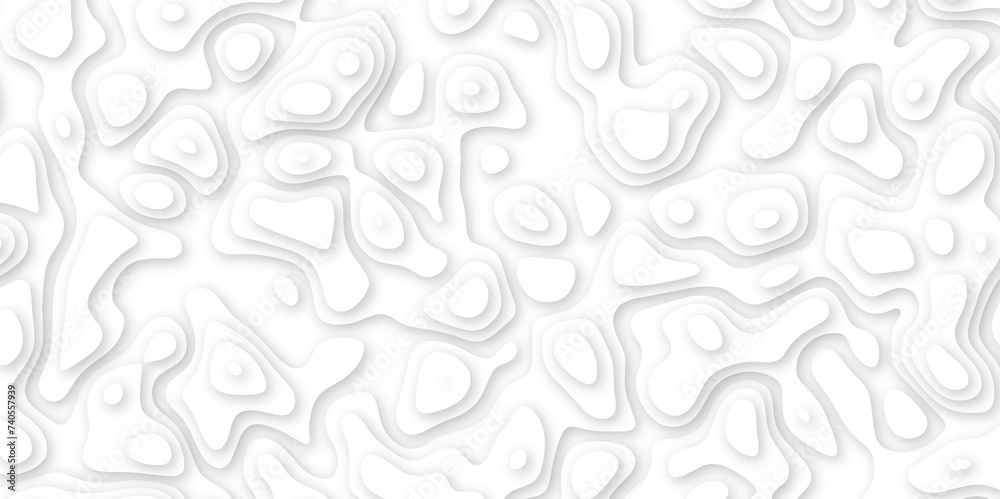  Abstract geometric layered curve line white background. 3d white papercut topography relief. Cover layout template. paper cut topography soft background banner texture. light liquid wave illustration