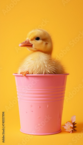Mori Kei Minimalism: Baby Duck in Pink Bucket  © Creative Valley