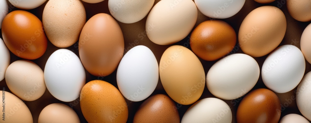 BIO fresh chicken eggs in paper box in supermarket, food protein healthy food banner. Generative Ai. BIO fresh chicken eggs in paper box in supermarket, food protein healthy food banner. Generative Ai.