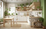 beautiful bright kitchen in eco-friendly style 
