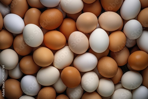BIO fresh chicken eggs on green farm  food protein healthy food . Generative Ai.
