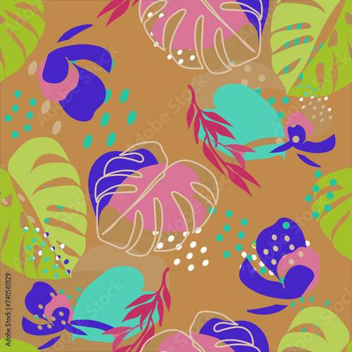 Decorative composition solution. Vector. Seamless pattern.