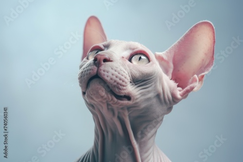Close up of a cat gazing upwards, suitable for various projects © Fotograf