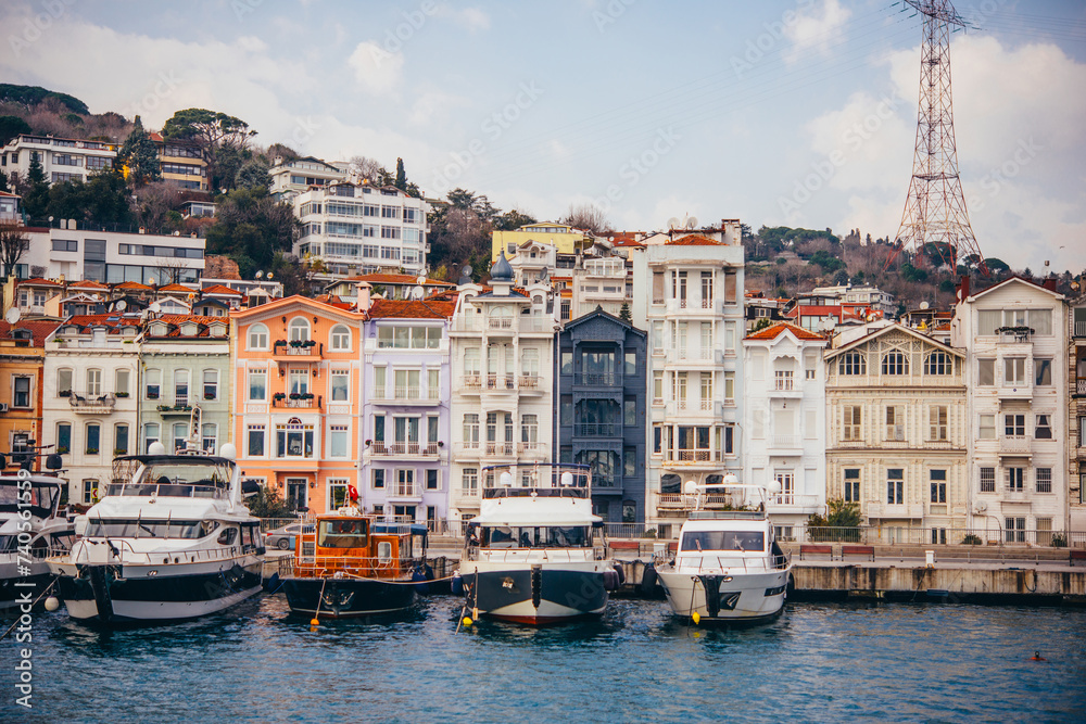 Waterside residences at Bosphorus in Istanbul, Turkey.