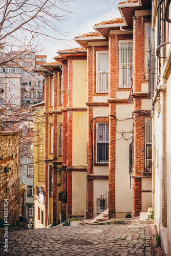 View of buildings in Balat district of Istanbul, Turkey.