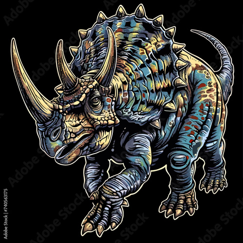 Triceratops Illustration for T-Shirt Design