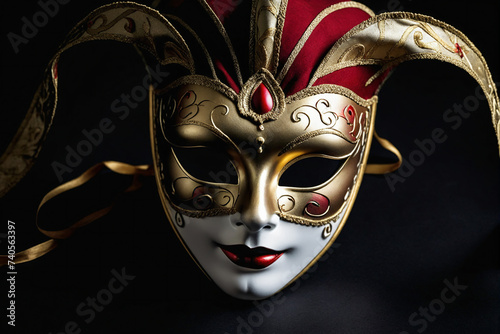 Venetian mask on black background. Digital illustration