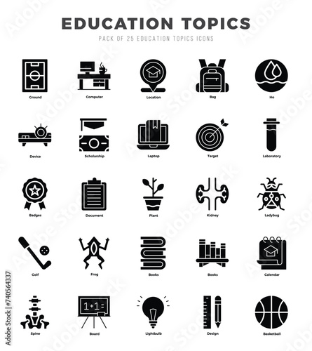 Education Topics icons set for website and mobile site and apps.
