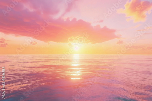 A serene sunset over a tranquil sea  evoking peace