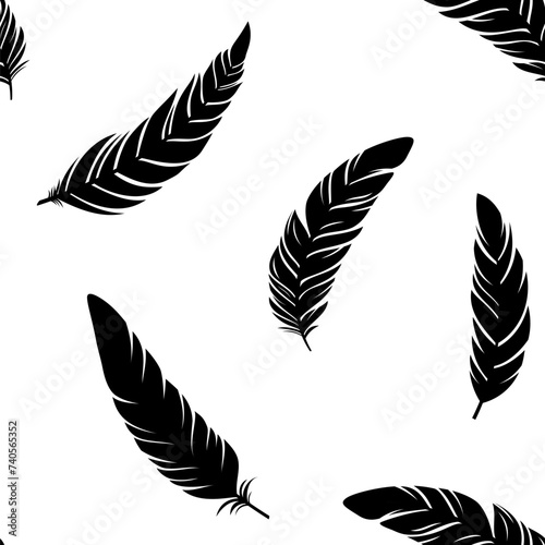 Feathers silhouettes seamle...
