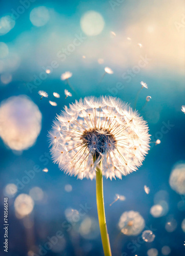 dandelion close-up in the field. Selective focus.