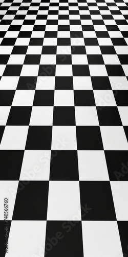 Classic Black and White Checkerboard Pattern - Consists of Number of Black and White Squares arranged in Grid with each Square Color alternating created with Generative AI Technology