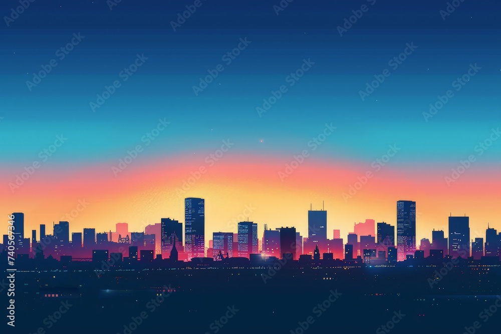 City skyline abstract illustration wallpaper background, telecommunication data in a city background