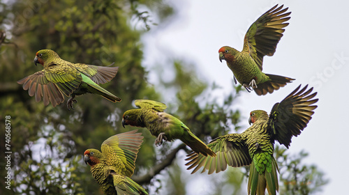 Kea parrots in tree. photo