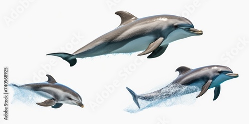 A group of dolphins swimming in the ocean. Ideal for marine life concepts © Fotograf