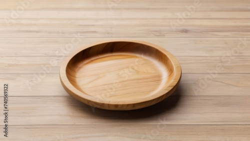 Top view and side view perspective of empty wood plate