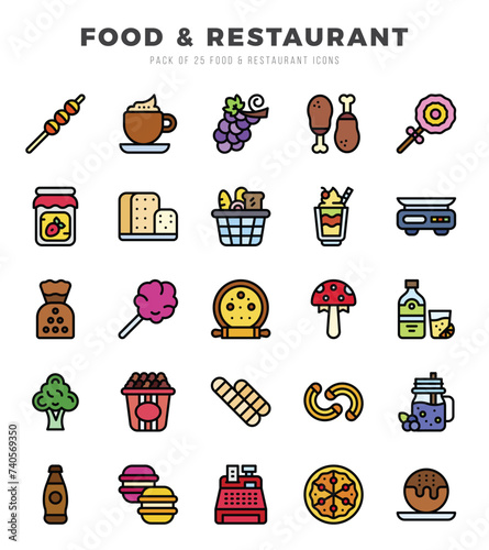 Food and Restaurant icon pack for your website. mobile. presentation. and logo design.