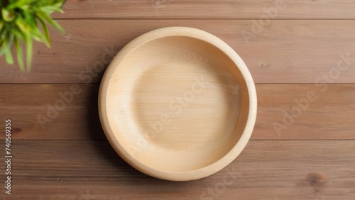 Top view and side view perspective of empty wood plate