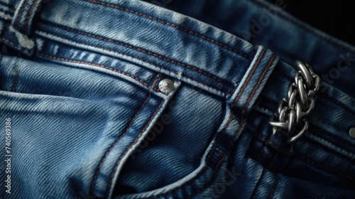 Close up of a pair of blue jeans. Perfect for fashion blogs and clothing advertisements