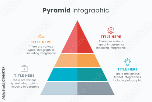 Pyramid infographic design element template, layout vector for presentation, banner, report, brochure, and flyer. photo