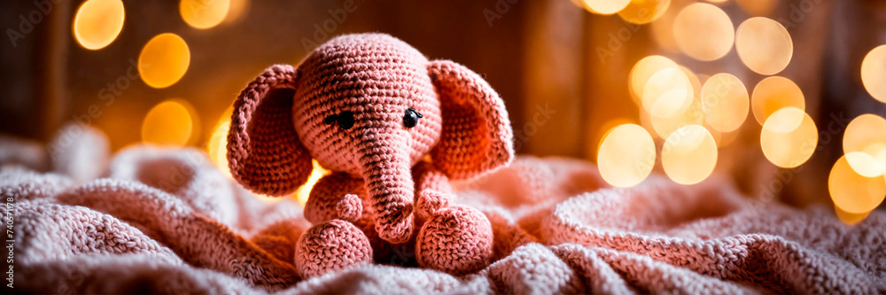 Crochet toy handicraft homemade threads. Selective focus. Crochet toy handicraft homemade threads. Selective focus.