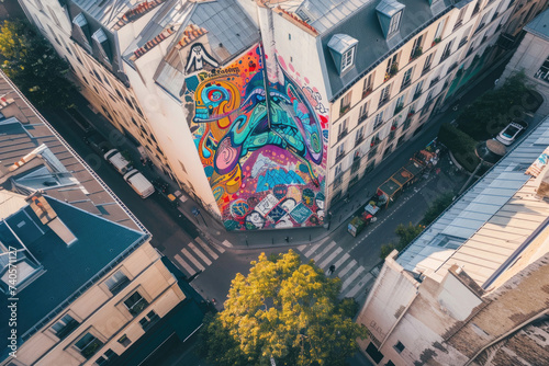 A drone's eye view of vibrant street art in Paris © Veniamin Kraskov