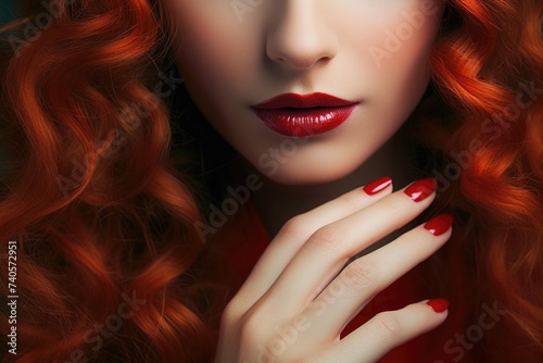 Close up of a woman with striking red hair. Perfect for beauty and fashion content