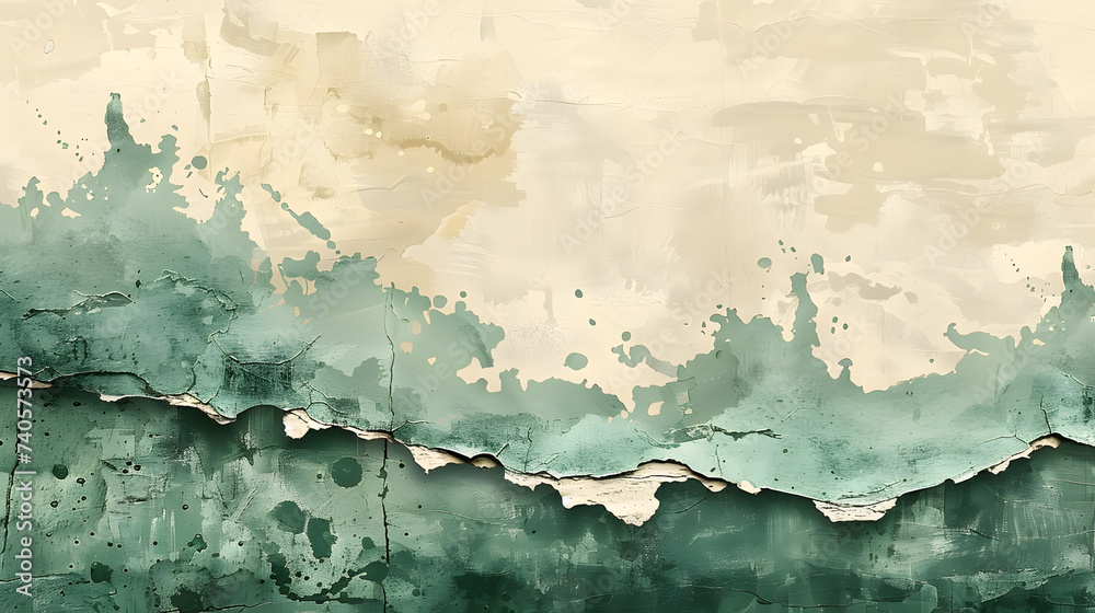 Fototapeta premium Abstract Artwork: Layers of Creamy Whites and Deep Greens for Modern Home Decor