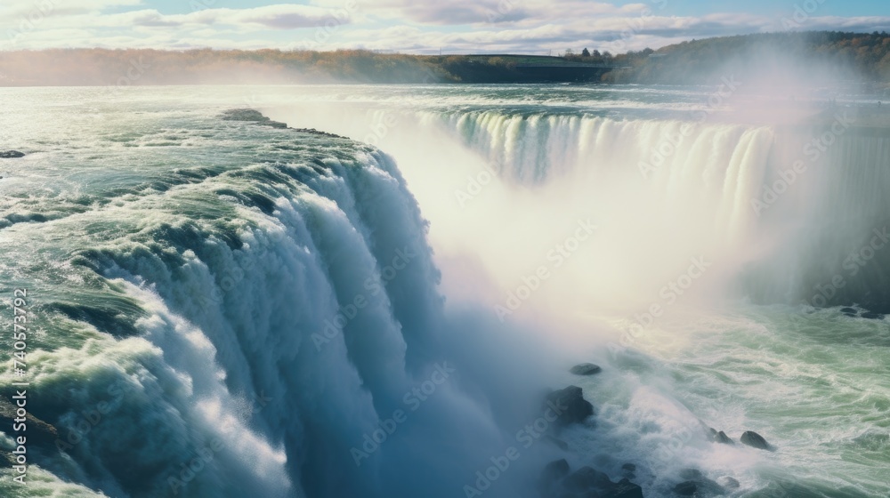 Obraz premium A majestic waterfall with a strong flow. Ideal for nature enthusiasts